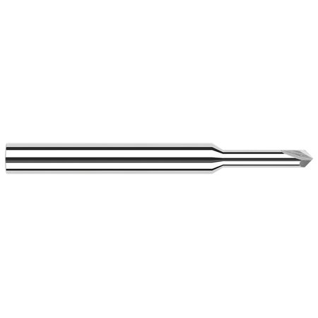 HARVEY TOOL Chamfer Cutter-Pointed-Long Reach .1180" (3 mm) Neck DIAx.5910" Reachx45° per side Carbide 788445